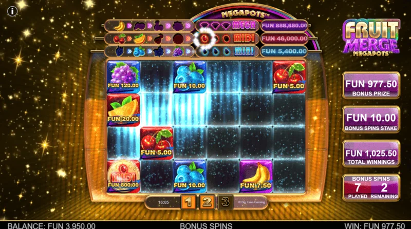 Fruit Merge Megapots - pantalla de juego Hold and Spin