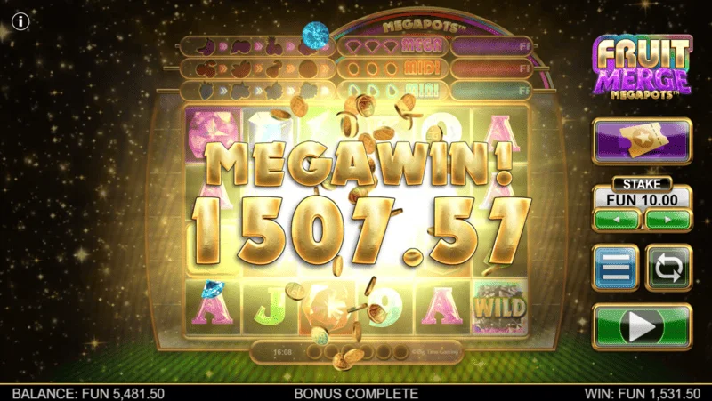 Fruit Merge Megapots - gran ganancia en la ronda